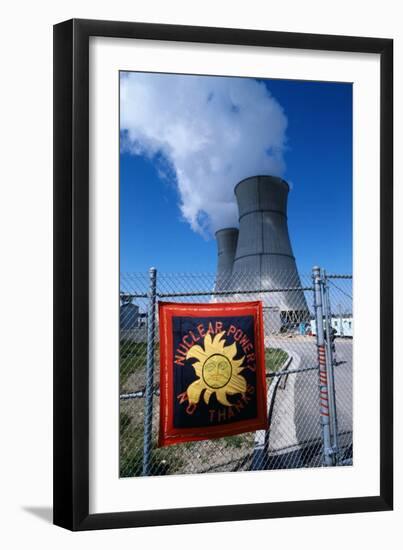 Sign on Fence at Nuclear Power Plant-null-Framed Photographic Print