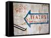 Sign on Wall Directing to Teatro, Lisbon, Portugal-Martin Lladó-Framed Stretched Canvas