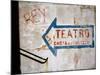 Sign on Wall Directing to Teatro, Lisbon, Portugal-Martin Lladó-Mounted Photographic Print