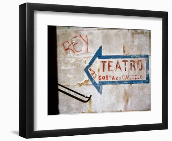 Sign on Wall Directing to Teatro, Lisbon, Portugal-Martin Lladó-Framed Photographic Print