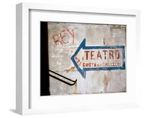 Sign on Wall Directing to Teatro, Lisbon, Portugal-Martin Lladó-Framed Photographic Print