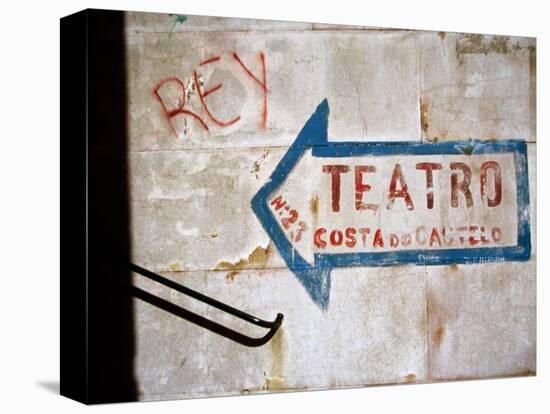 Sign on Wall Directing to Teatro, Lisbon, Portugal-Martin Lladó-Stretched Canvas