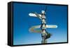 Sign Post With Mileage Totals to Beijing, Jerusalem, Sydney at Cape Point, etc-null-Framed Stretched Canvas