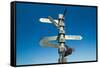 Sign Post With Mileage Totals to Beijing, Jerusalem, Sydney at Cape Point, etc-null-Framed Stretched Canvas