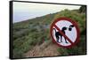 Sign Reminding Not to Feed the Baboons-Paul Souders-Framed Stretched Canvas