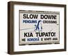 Sign Warning Drivers About Penguins in the Road, Wellington, North Island, New Zealand-Don Smith-Framed Photographic Print