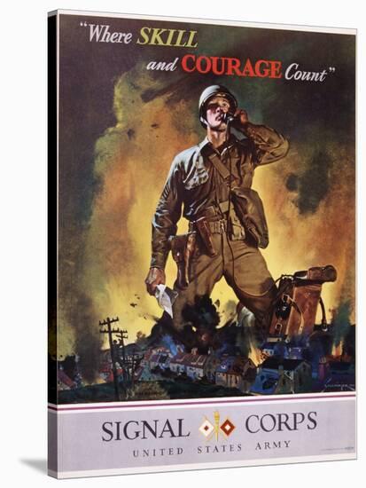Signal Corps Recruitment Poster-Jes Schlaikjer-Stretched Canvas