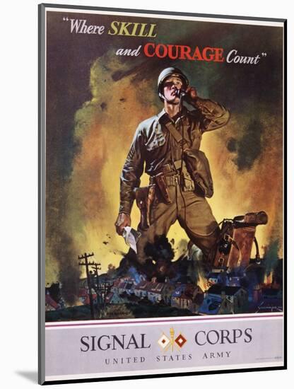 Signal Corps Recruitment Poster-Jes Schlaikjer-Mounted Giclee Print