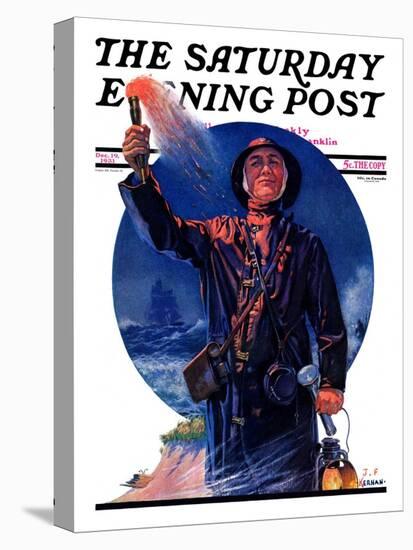 "Signaller," Saturday Evening Post Cover, December 19, 1931-J.F. Kernan-Stretched Canvas