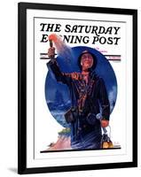 "Signaller," Saturday Evening Post Cover, December 19, 1931-J.F. Kernan-Framed Giclee Print