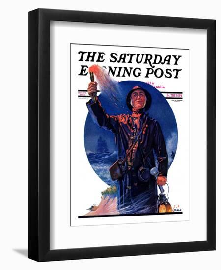 "Signaller," Saturday Evening Post Cover, December 19, 1931-J.F. Kernan-Framed Giclee Print