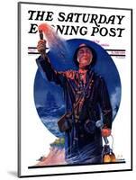 "Signaller," Saturday Evening Post Cover, December 19, 1931-J.F. Kernan-Mounted Giclee Print