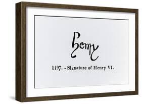 Signature of Henry Vi (1421-71) (Litho) (B/W Photo)-English-Framed Giclee Print