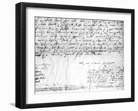 Signature of William Shakespeare, 1616-null-Framed Giclee Print