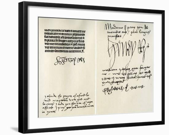 Signatures of Henry VII, Elizabeth of York, Henry VIII and Catherine of Aragon, 16th Century-Elizabeth of York-Framed Giclee Print