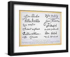 Signatures of the Pilgrim Fathers on the 'Mayflower Compact' of 1620 (Litho)-American-Framed Premium Giclee Print