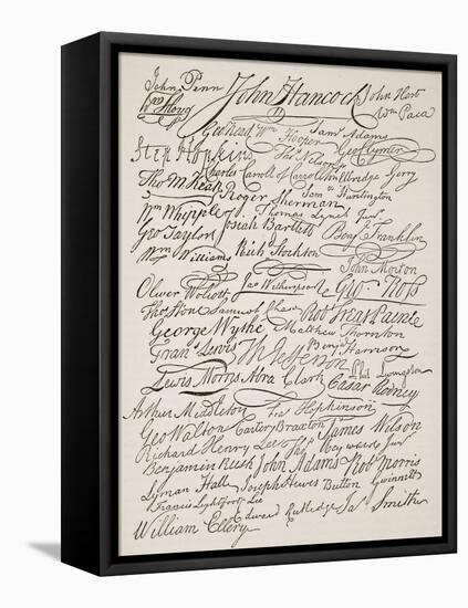 Signatures to the Declaration of Independence, 1776-American School-Framed Stretched Canvas