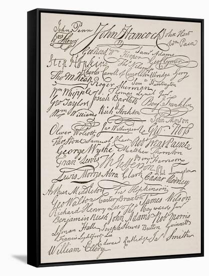 Signatures to the Declaration of Independence, 1776-American School-Framed Stretched Canvas