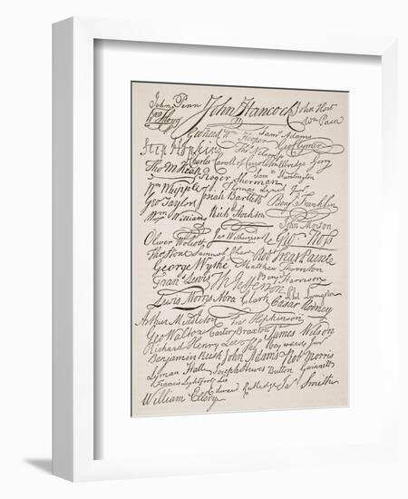 Signatures to the Declaration of Independence, 1776-American School-Framed Giclee Print