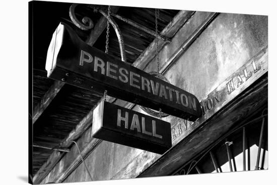 Signboard on a building, Preservation Hall, French Quarter, New Orleans, Louisiana, USA-null-Stretched Canvas