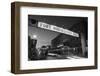 Signboard over a road at dusk, Fort Worth Stockyards, Fort Worth, Texas, USA-null-Framed Photographic Print