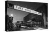 Signboard over a road at dusk, Fort Worth Stockyards, Fort Worth, Texas, USA-null-Stretched Canvas