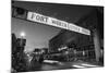 Signboard over a road at dusk, Fort Worth Stockyards, Fort Worth, Texas, USA-null-Mounted Photographic Print