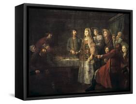 Signing of Marriage Contract-Mikhail Shibanov-Framed Stretched Canvas