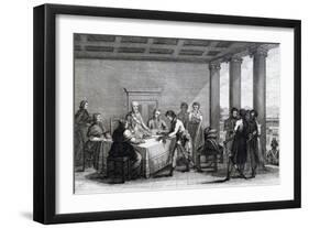 Signing of Peace of Tolentino Negotiated Between Napoleon and Pope Pius VI-null-Framed Giclee Print