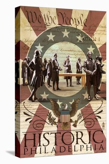 Signing of the Constitution - Philadelphia, Pennsylvania-Lantern Press-Stretched Canvas