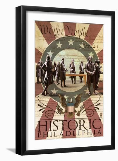 Signing of the Constitution - Philadelphia, Pennsylvania-Lantern Press-Framed Art Print