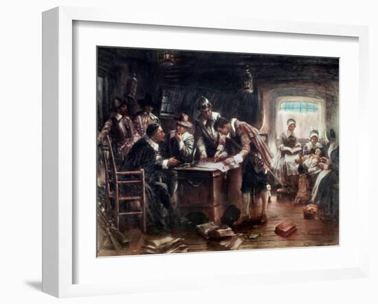 Signing of the Mayflower Compact-Edward Moran-Framed Giclee Print