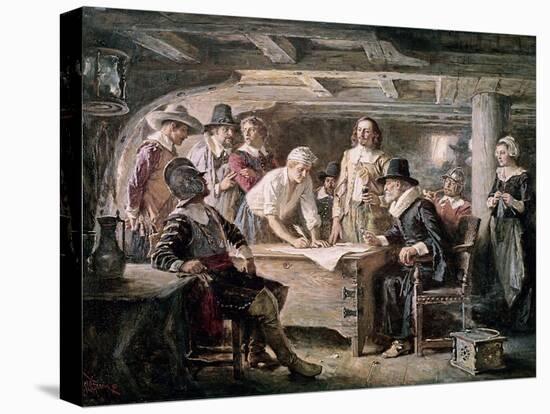 Signing the Mayflower Compact, 1620-Jean Leon Gerome Ferris-Stretched Canvas