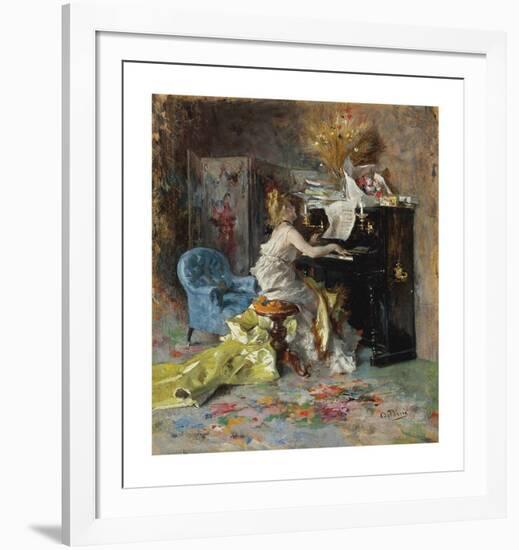 Signora al Pianoforte-Giovanni Boldini-Framed Premium Giclee Print