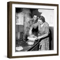 Signora Socci Cooking Spaghetti Dinner for American Sergeant Alexander before He Leaves-John Phillips-Framed Premium Photographic Print