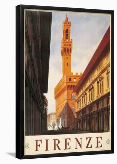 Signoria Palace, Firenze Italy- Vintage Travel Poster-null-Framed Poster