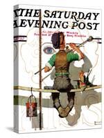"Signpainter" Saturday Evening Post Cover, February 9,1935-Norman Rockwell-Stretched Canvas