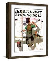 "Signpainter" Saturday Evening Post Cover, February 9,1935-Norman Rockwell-Framed Giclee Print