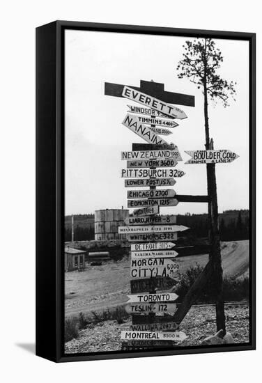 Signpost at Watson Lake, Alaska on Alaska Highway Photograph - Watson Lake, AK-Lantern Press-Framed Stretched Canvas