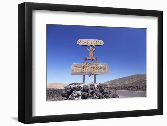 Signpost in the National Park Timanfaya, Lanzarote, Canary Islands, Spain-Markus Lange-Framed Photographic Print