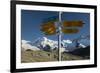 Signpost, Lyskamm, Breithorn, Gornergletscher, Gornergrat, Valais, Switzerland-Rainer Mirau-Framed Photographic Print