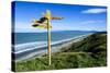 Signpost on Te Waewae Bay, Along the Road from Invercargill to Te Anau, South Island-Michael Runkel-Stretched Canvas
