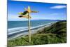 Signpost on Te Waewae Bay, Along the Road from Invercargill to Te Anau, South Island-Michael Runkel-Mounted Photographic Print