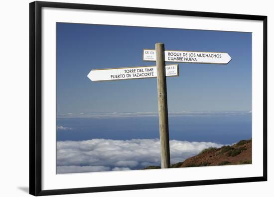 Signpost, Parque Nacional De La Caldera De Taburiente, La Palma, Canary Islands, Spain, 2009-Peter Thompson-Framed Photographic Print