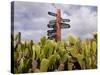 Signpost Standing Among Cactuses, Barbados, West Indies, Caribbean, Central America-Michael Runkel-Stretched Canvas