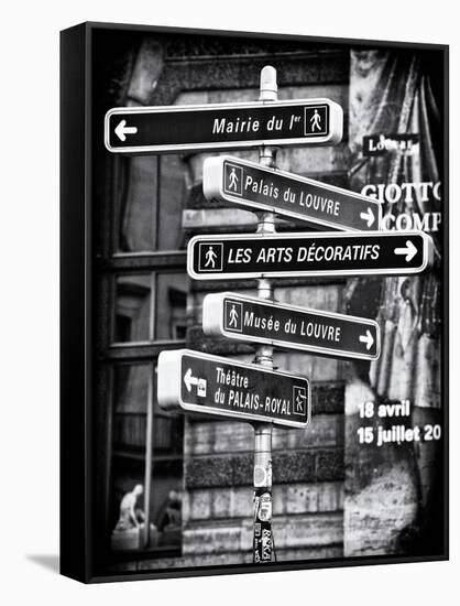 Signpost, the Louvre, Paris, France-Philippe Hugonnard-Framed Stretched Canvas