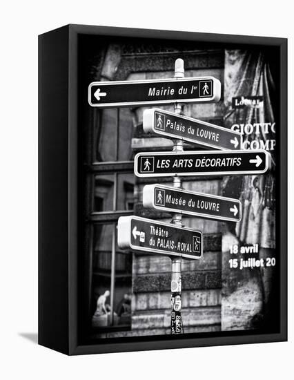 Signpost, the Louvre, Paris, France-Philippe Hugonnard-Framed Stretched Canvas