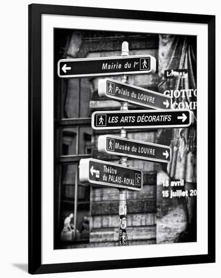 Signpost, the Louvre, Paris, France-Philippe Hugonnard-Framed Photographic Print