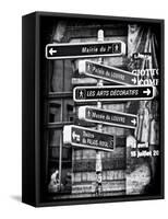 Signpost, the Louvre, Paris, France-Philippe Hugonnard-Framed Stretched Canvas