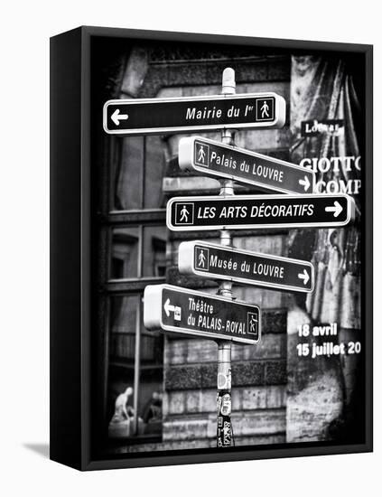 Signpost, the Louvre, Paris, France-Philippe Hugonnard-Framed Stretched Canvas